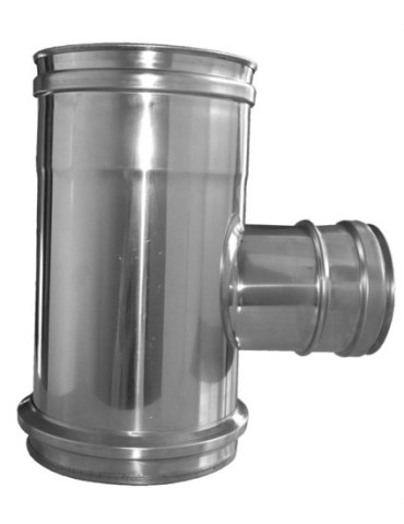 INOX-INOX TE 90º CORTA ENTR.HEMBRA C/COLECTOR Y ABRAZADERA  REF.03010831RDW .. PELLET S Foto: 1177043129-0a7e_500